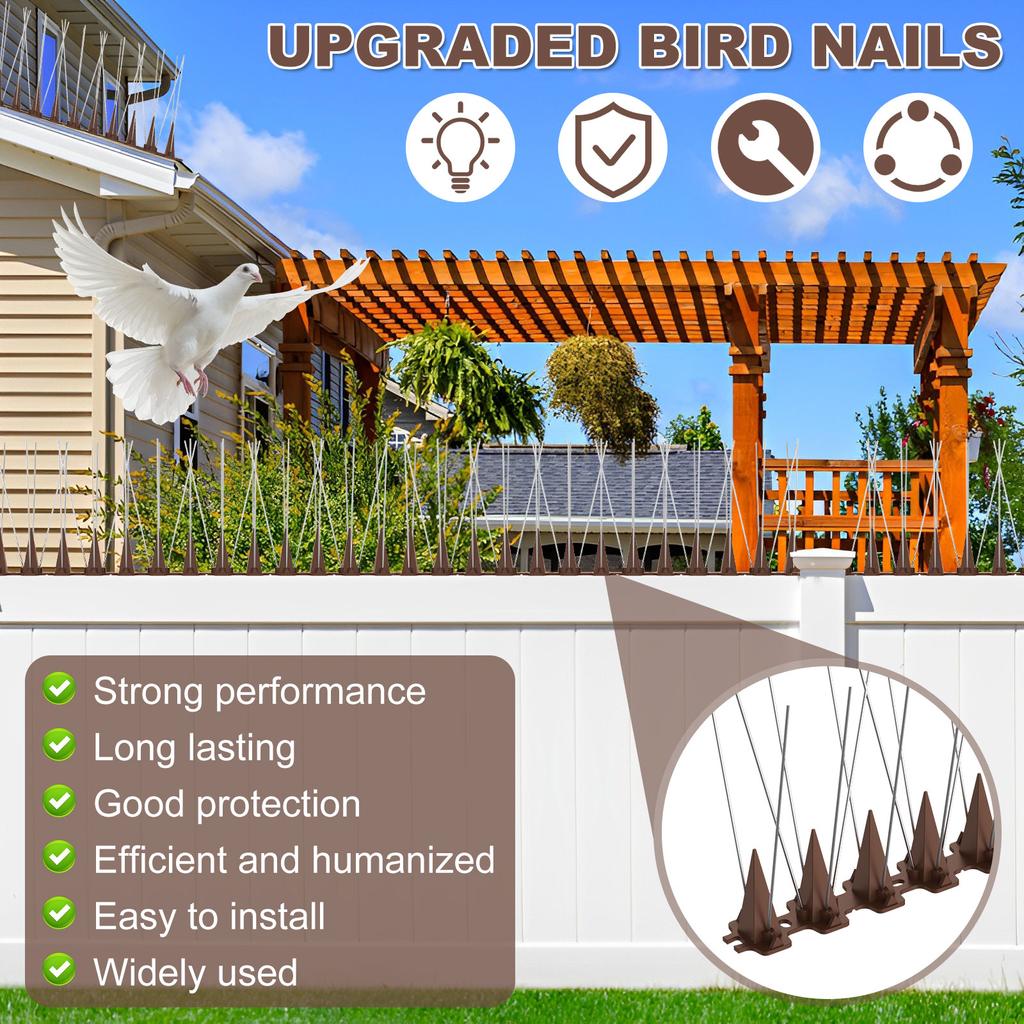 10Pcs Anti Bird Spikes Strip Stainless Steel Repeller Bird And Pigeon Spikes Deterrent Bird Scarer Repeller for Fence Roof Tools