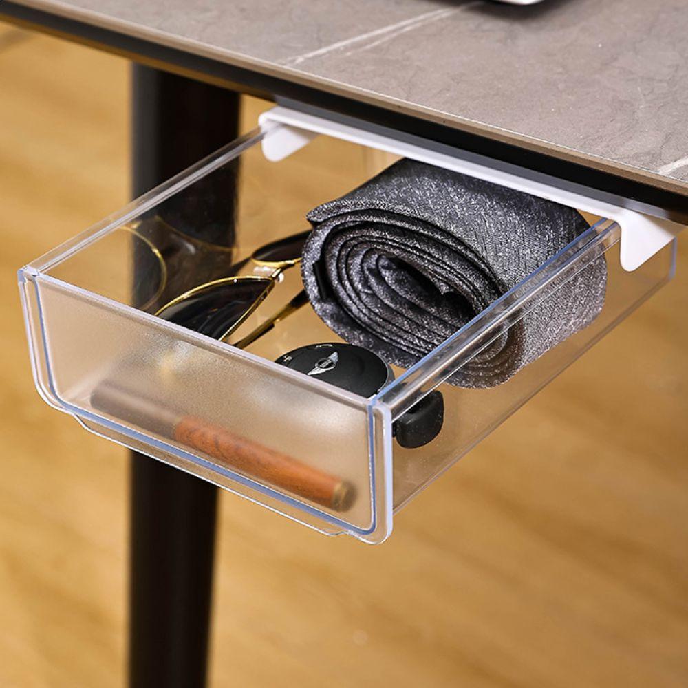 Большая вместимость ящика под столом прозрачный скрытый ящик органайзер для косметики и канцелярских принадлежностей