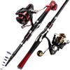 SOUGAYILANG Telescopic Fishing Rod 1.6M Spinning Fishing Pole Fishing Reel Set 5.0:1 Speed Metal Spool Carp Reel Rod Combo