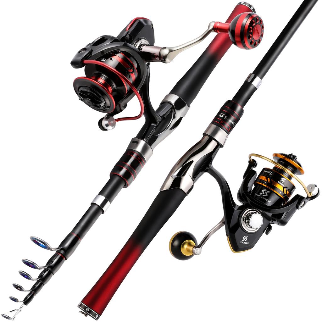 SOUGAYILANG Telescopic Fishing Rod 1.6M Spinning Fishing Pole Fishing Reel Set 5.0:1 Speed Metal Spool Carp Reel Rod Combo