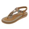 Casual Fashion Wooden Bead Buckle Rhinestone Flat Sandals Women Thailand Seaside Beach