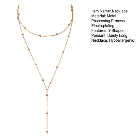 Женское колье-лариат, женское Y-образное колье с подвеской, колье из бисерной цепочки, гипоаллергенное ювелирное изделие, подарок для нее