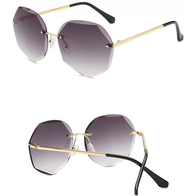 Модные женские новые солнцезащитные очки женские безрамные солнцезащитные очки с отделкой солнцезащитные очки с отделкой из полигональных линз женские очки