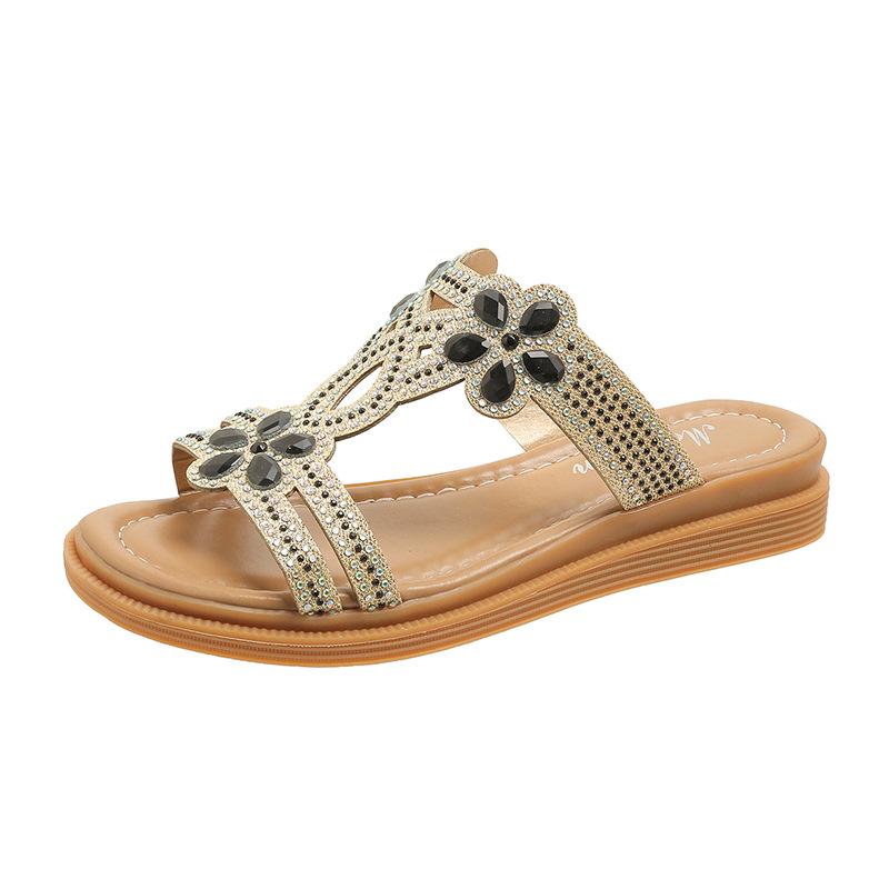 Модные летние новые бохо женские легкие сандалии на плоской подошве женские мягкие пляжные сандалии без застежек женские повседневные сандалии больших размеров