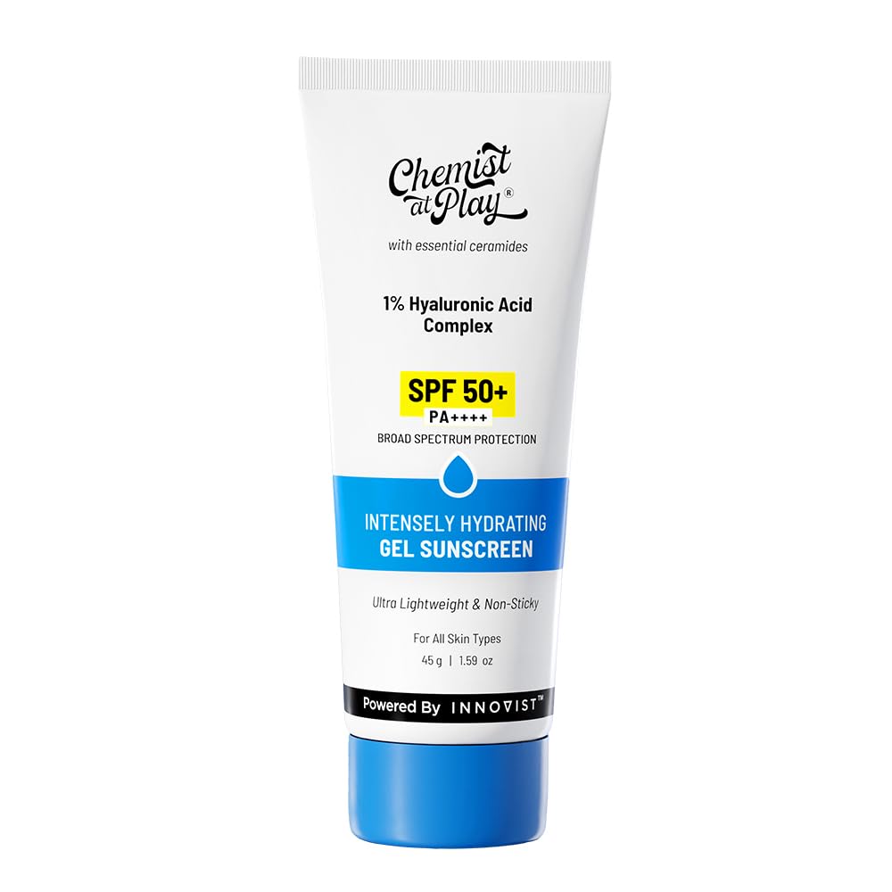Chemist At Play Интенсивно увлажняющий гелевый солнцезащитный крем | SPF 50+ PA++++ | Ультралегкий и нелипкий | С гиалуроновой кислотой и керамидами | для норм