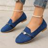 Женские лоферы большого размера Осень Зима Мягкая подошва Металлическая отделка Одинарная обувь Легкий комфорт Слипоны Повседневная обувь
