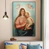 Madonna and Child with Angels Painting Zatzka Wall Retro Art Canvas Print Poster Warm Picture for Living Room Home Decor Cuadros