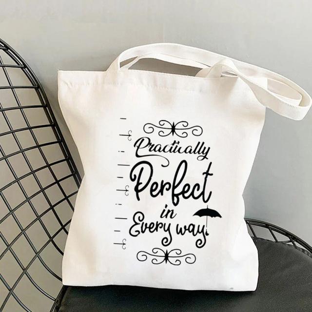 2021 Shopper Elegant Mary Poppins Kawaii Bag Harajuku Women Shopping Bag Canvas Shopper Bag Girl Tote Bag Shoulder Lady Bag