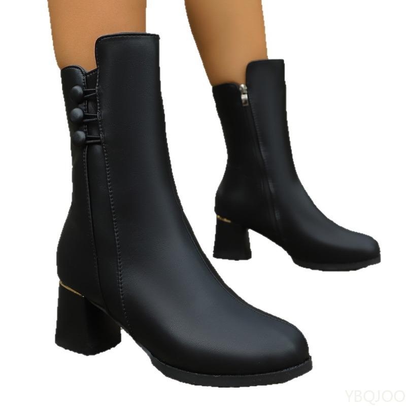 Женские новые весенне-осенние короткие ботинки повседневные удобные ботинки модные универсальные высокие каблуки толстые каблуки женская обувь