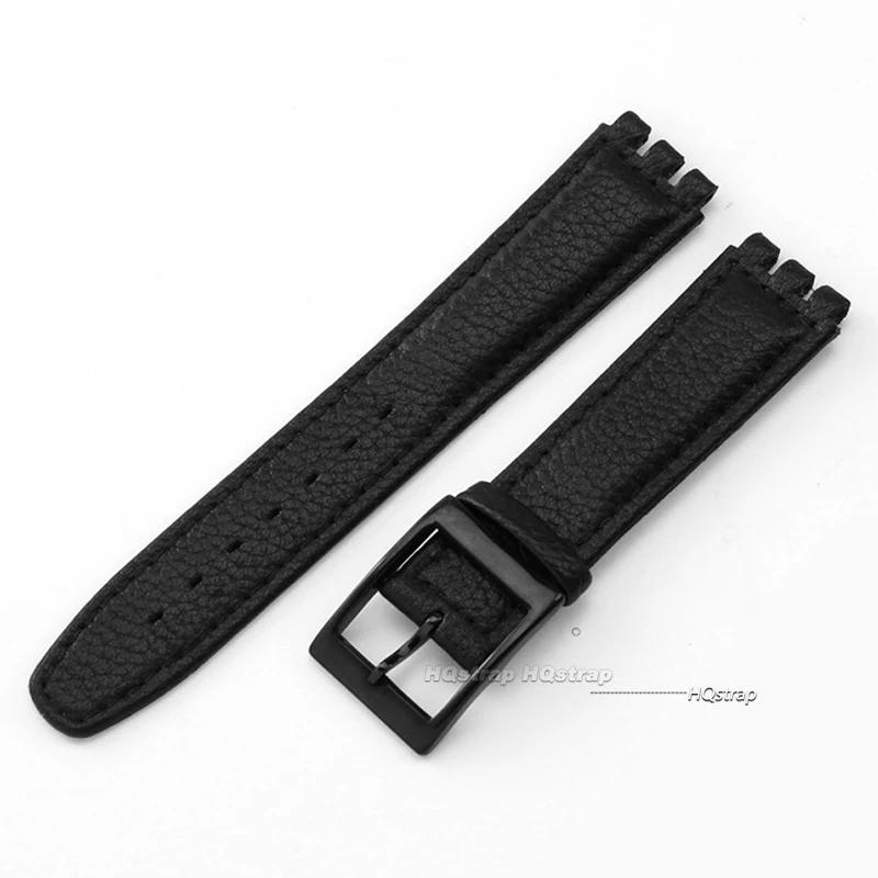 Ремешок для часов Swatch 17 мм из натуральной коровьей кожи Браслет Мужской Женский Водонепроницаемый Спортивный Запасной Ремешок Аксессуары