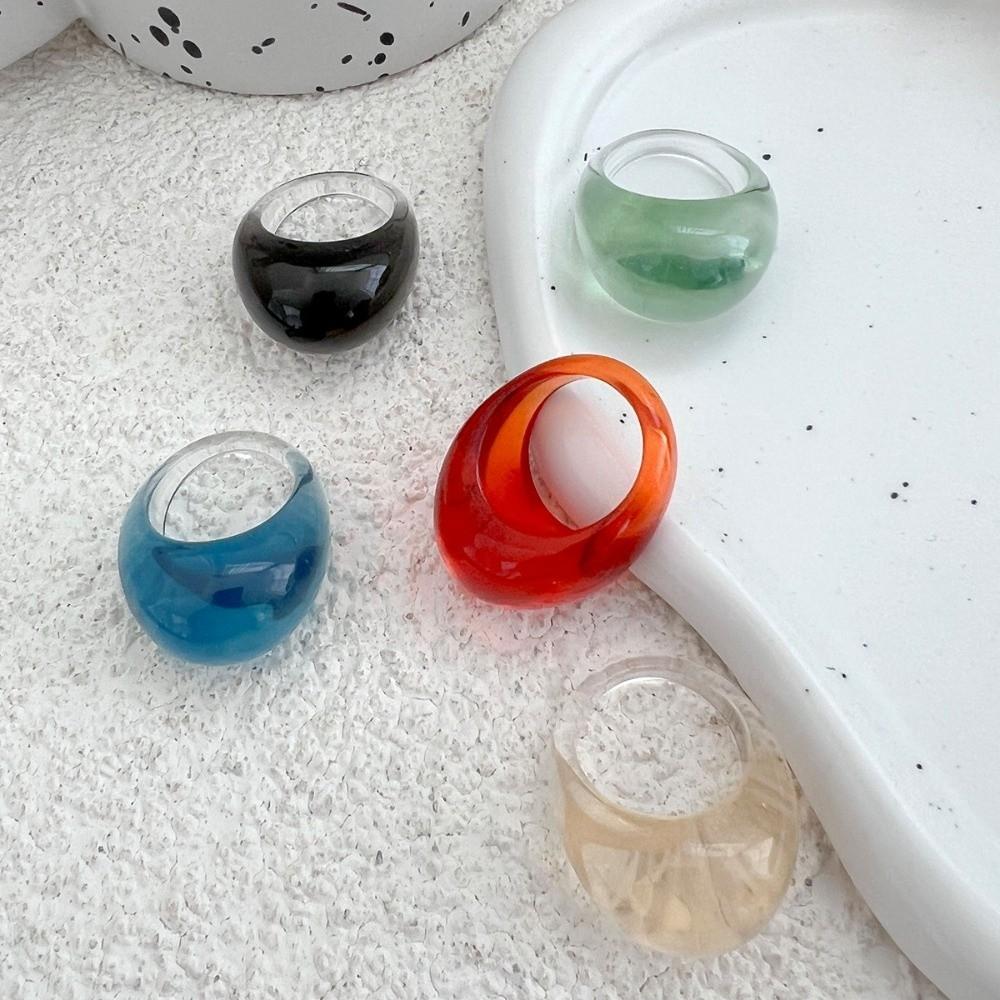 Dome Transparent Resin Ring Multicolour Irregular Ring Unique Acrylic Geometric Ring Jewelry