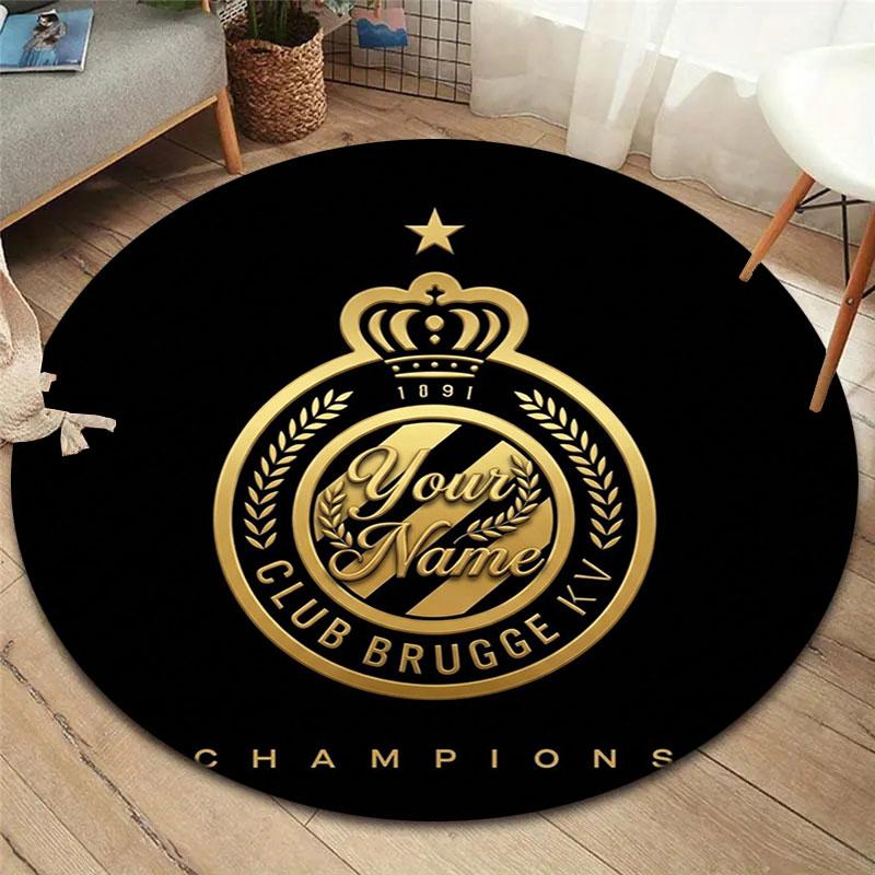 Club Brugge KV Custom Name Round Area Rug,Carpet Rug for Living Room Bedroom Sofa Playroom Decor,Non-slip Floor Mat