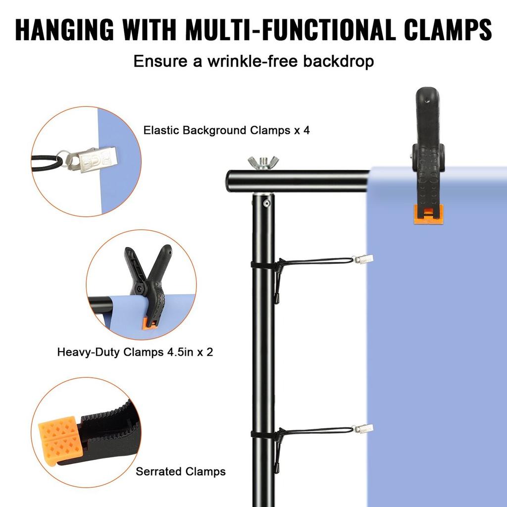 12 x 10 ft Heavy Duty Backdrop Stand, Height Adjustable Photography Backdrop Stand, Background Support System with 6 Clamps and A Carry Bag, for