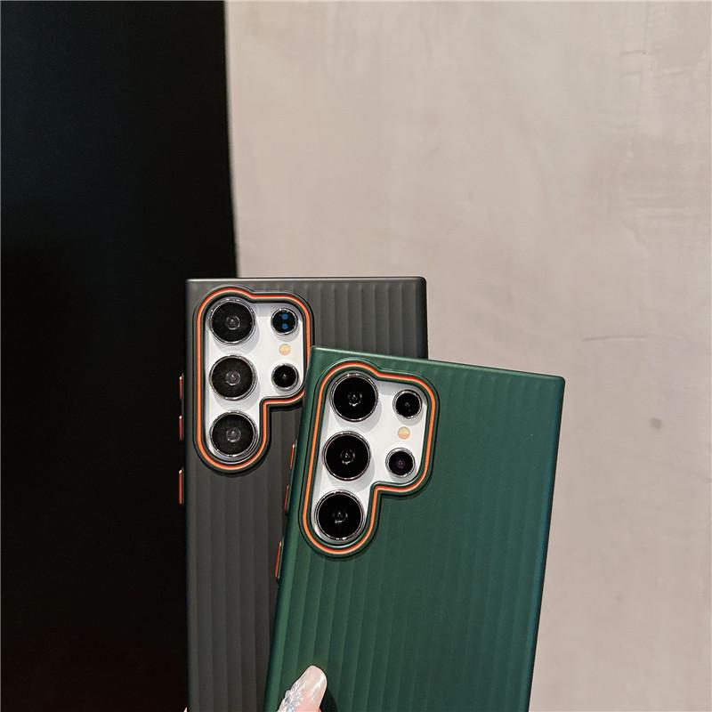 Для Samsung Galaxy S24 S23 S22 Plus Ультрарифленое зернистое покрытие Металлическая краска Противоударный противоскользящий чехол для задней крышки из ПК с защитой от отпечатков пальцев
