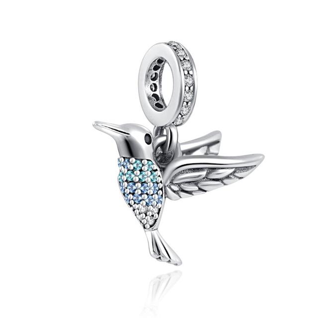 New 925 Sterling Silver Hummingbird Swallow Leaf Spring Charms For Temperament Bracelet &Necklace Valentines