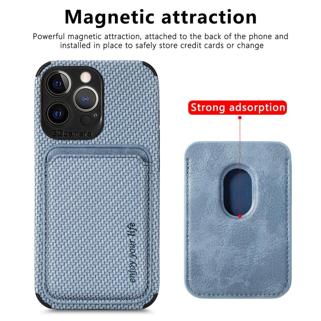 Для Apple iPhone 14 13 12 11 Pro Max XR XS Чехол для мобильного телефона Магнитный карман для карт Сумка для карт Magsafe Защитный чехол с текстурой волокна