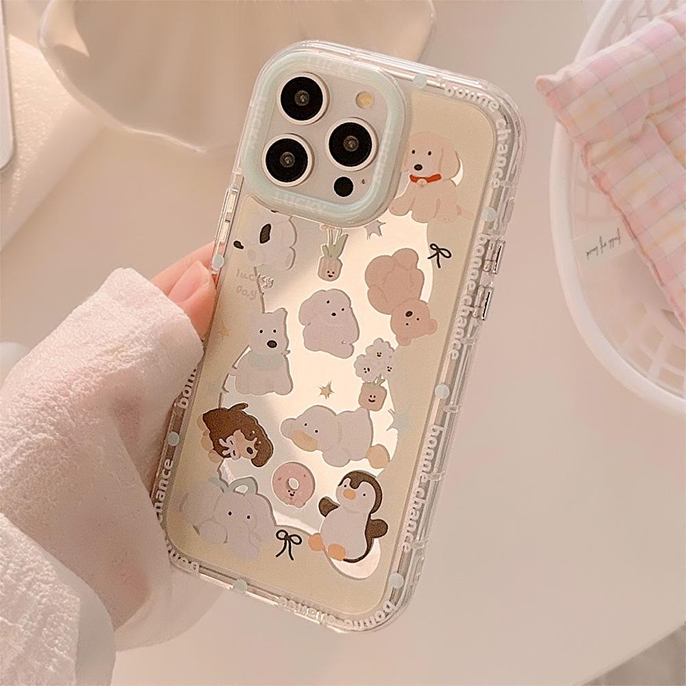 Милое зеркальце для питомца, подходящее для 14ProMax Apple 15 чехол для мобильного телефона iPhone 16, забавный мультяшный 12 противоударный