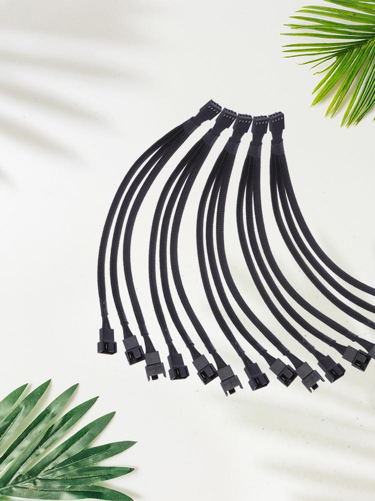 4-контактный кабель для вентилятора с ШИМ, 1-3-ходовой разветвитель, удлинительный кабель с черной оплеткой