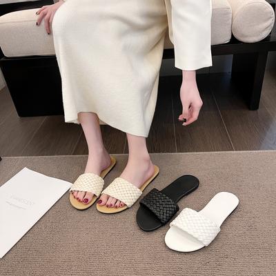 Женские тапочки, летние легкие женские сандалии с тканым поясом, пляжная обувь