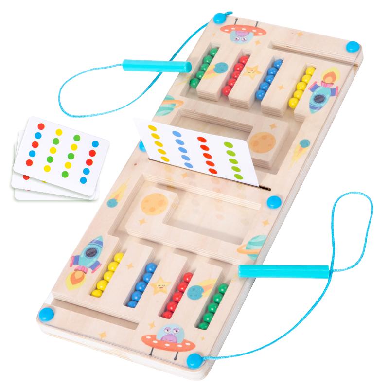 Wooden Kid Magnetic Shape Matching Maze Board Montessori Geometry Color Cognition Education Toys Color Matching Early Education