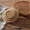 Rattan Storage Tray Round Basket Hand-Woven Tray Wicker Basket Bread Fruit Food Breakfast Display
