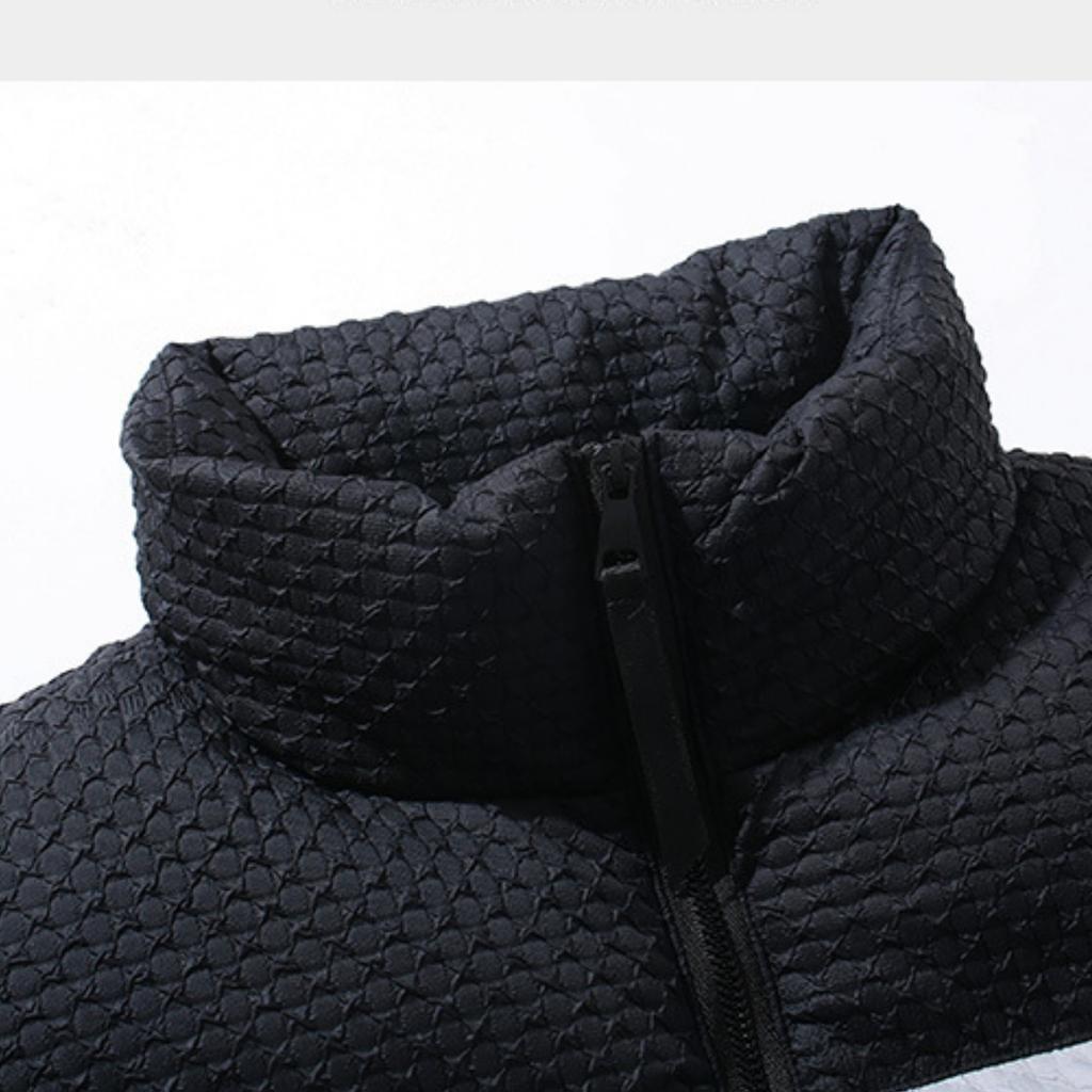 Мужской повседневный жилет из хлопка с тиснением в стиле колор-блок, мужская утолщенная свободная куртка без рукавов на молнии со стойкой