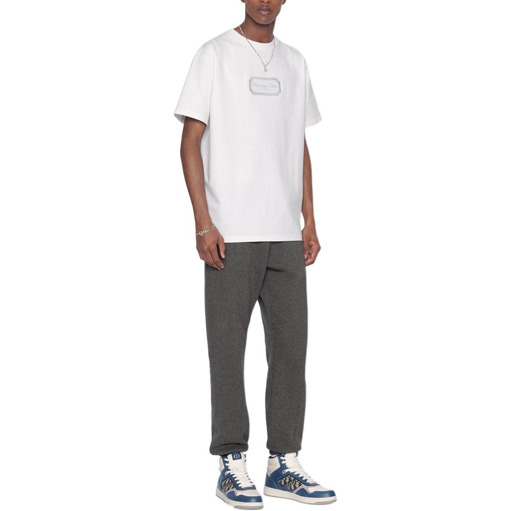 DIOR T-Shirts Men's White Crew Neck Moderate 343J696C0554-C088