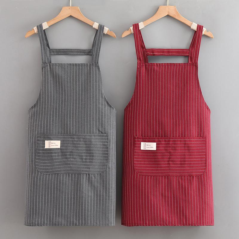Oil Proof Kitchen Hanging Neck Cooking Sleeveless Apron Fashion Waiter Restaurant Server Workwear Breathable Catering Apron