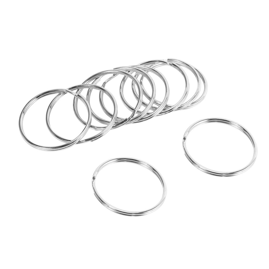 ABWR-30X Quality 50Mm Keyring Split Ring Set Heavy Duty Large Nickel Key Loop Sprung Hoop