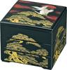 Masakazu Sunrise Black Three-Tiered Box, 6.5cm, Crane,
