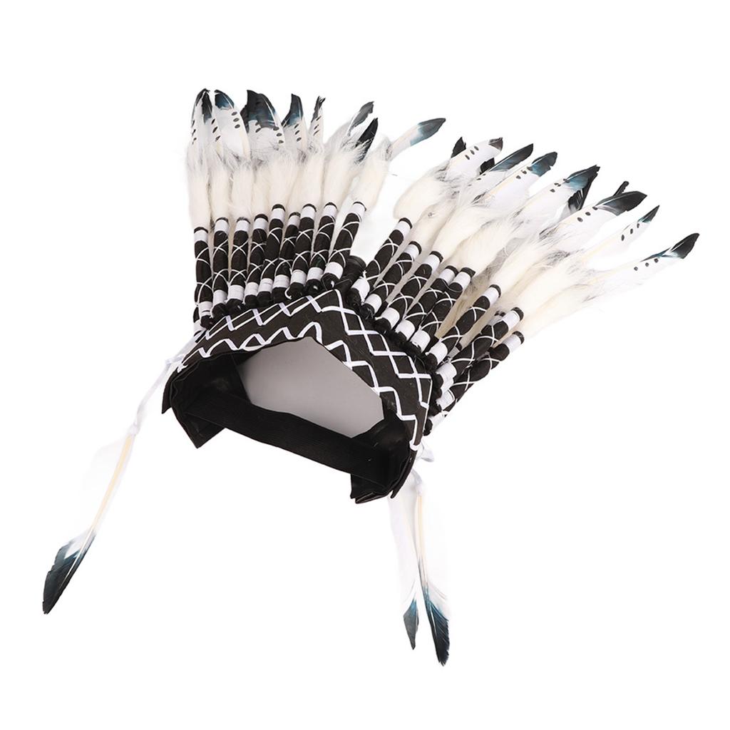 Native American Headdress Black Chief Indian Feather Hat Funny Child Party PropsBlack