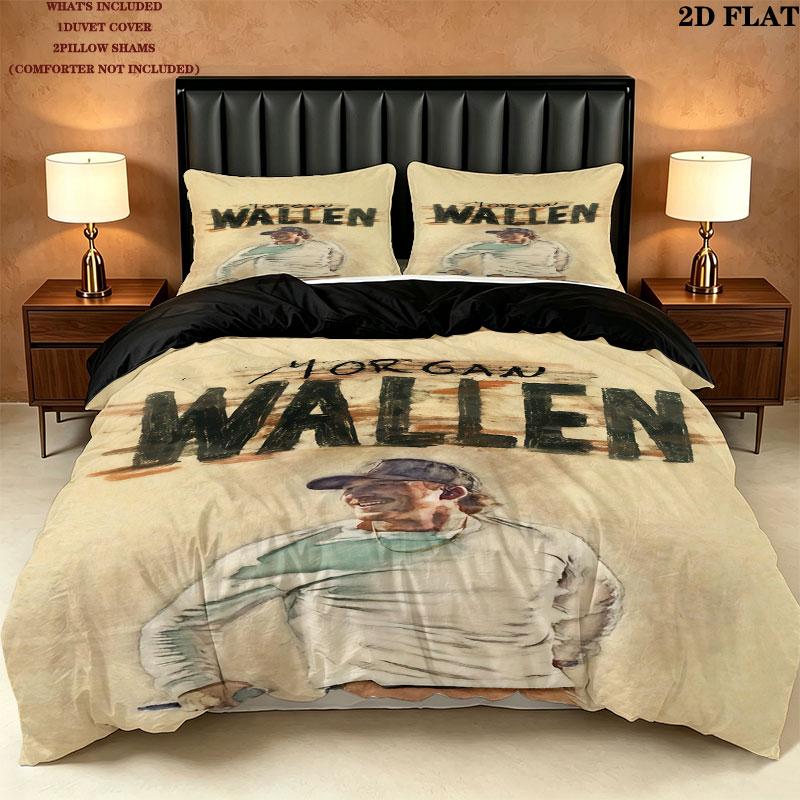Morgan Wallen Bedding Quilt Set Quilt Cover Pillowcase Home Decoration Birthday Gift (1 * duvet cover + 2 * pillowcase, without core)