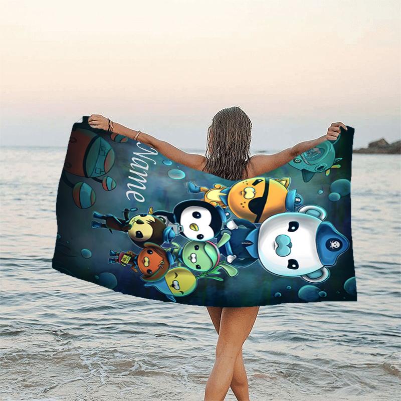 1pc OCTONAUTS Beach Towel with Custom Name, Beach/Swimming/Bath/Picnic/Camping Towel, Suitable for Seaside Beaches