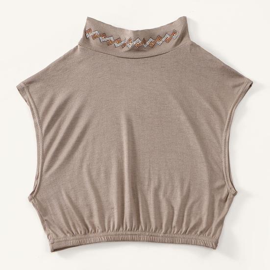 Fake Collar Half High Collar Rhombus Rhinestones Decor False Collar Breathable Elastic Collar Attachment