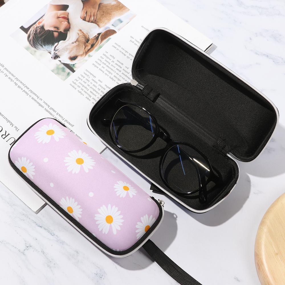 Men EVA Zipper Waterproof Glasses Holder Eyeglasses Case Large Capacity Glasses Box Fresh Daisy