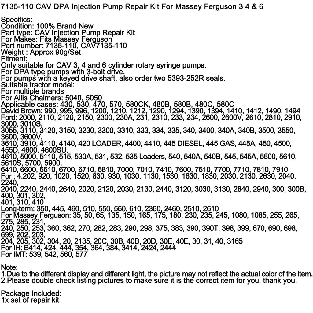 7135-110 Ремкомплект ТНВД CAV DPA Для Massey Ferguson 3 4 и 6