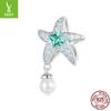 Dream Blue Starfish Diy Bracelet Beaded, Summer Ocean Wind S925 Sterling Silver Bead Accessories