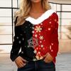 Рубашки с длинным рукавом для женщин Милые топы Рождественские принты Футболки Блузки Повседневные топы больших размеров Базовые топы Пуловеры