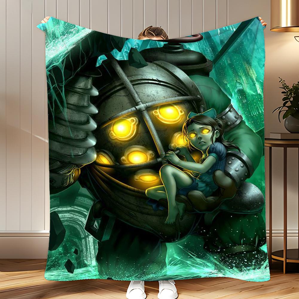 game derivative Bioshock Rapture Throw Soft Coral Fleece Blanket 310gsm Fluffy Warm Throw for Sofa Bed Couch Bedroom Decor