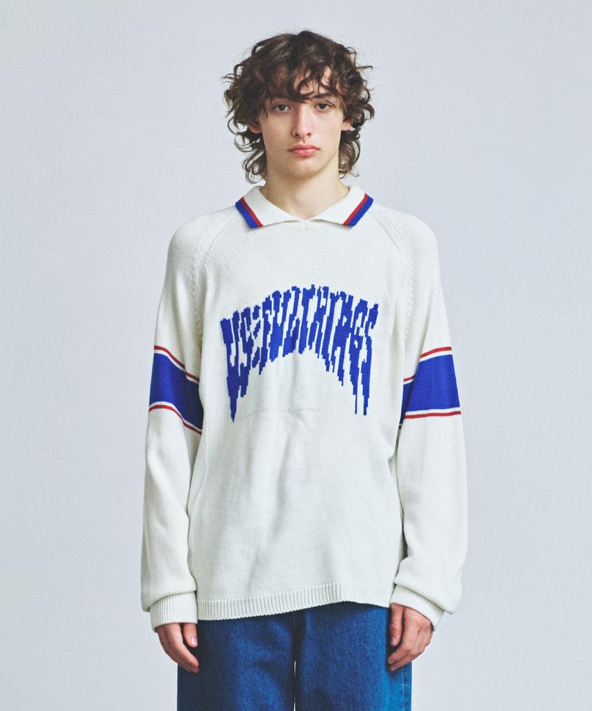 Вязаный воротник-стойка в стиле varsity с жаккардовым узором, цвет внебелый