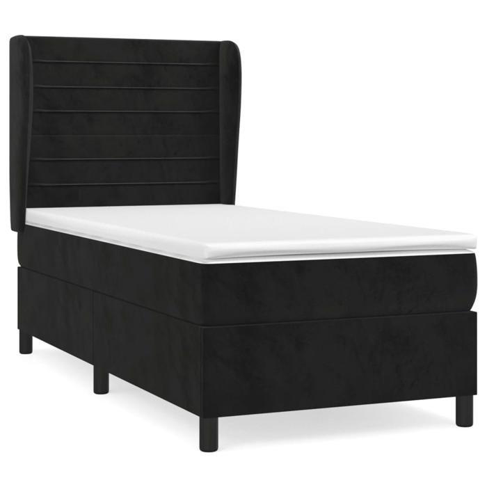 3129245 vidaXL Divan Bed with Mattress Black 90x190 Cm Velvet