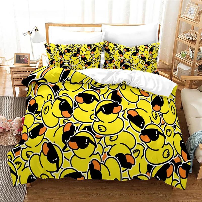 Yellow Duck Bedding Set Single Twin Full Queen King Size Little Duck Bed Set Aldult Boys Bedroom Duvet Cover Sets 3D Print