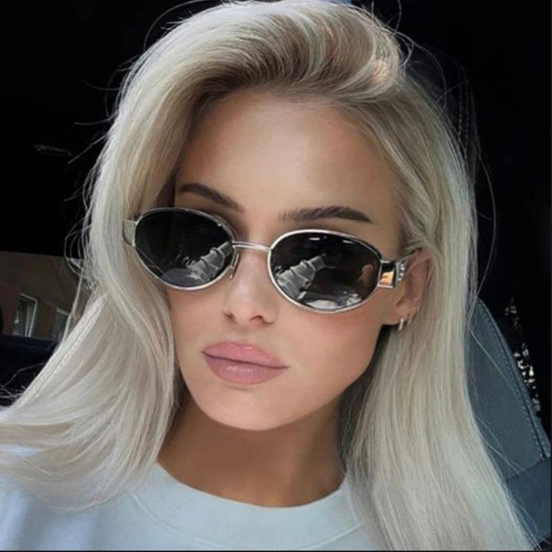 Модные Ретро Овальные Солнцезащитные Очки для Женщин Винтажная Металлическая Маленькая Оправа Модные Солнцезащитные Очки Женские Роскошные Маленькие Оправы Из Металлического Сплава Классические Оттенки UV400 Очки
