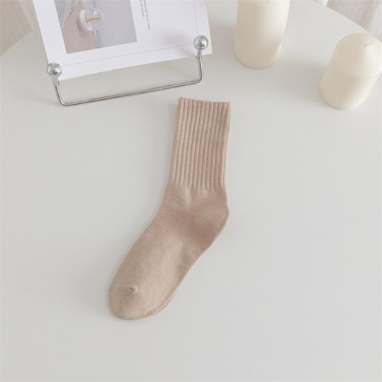 1 Pair Women Cotton Calf Socks Mid-tube No Odor Solid Color Thread High Elasticity Anti-slip