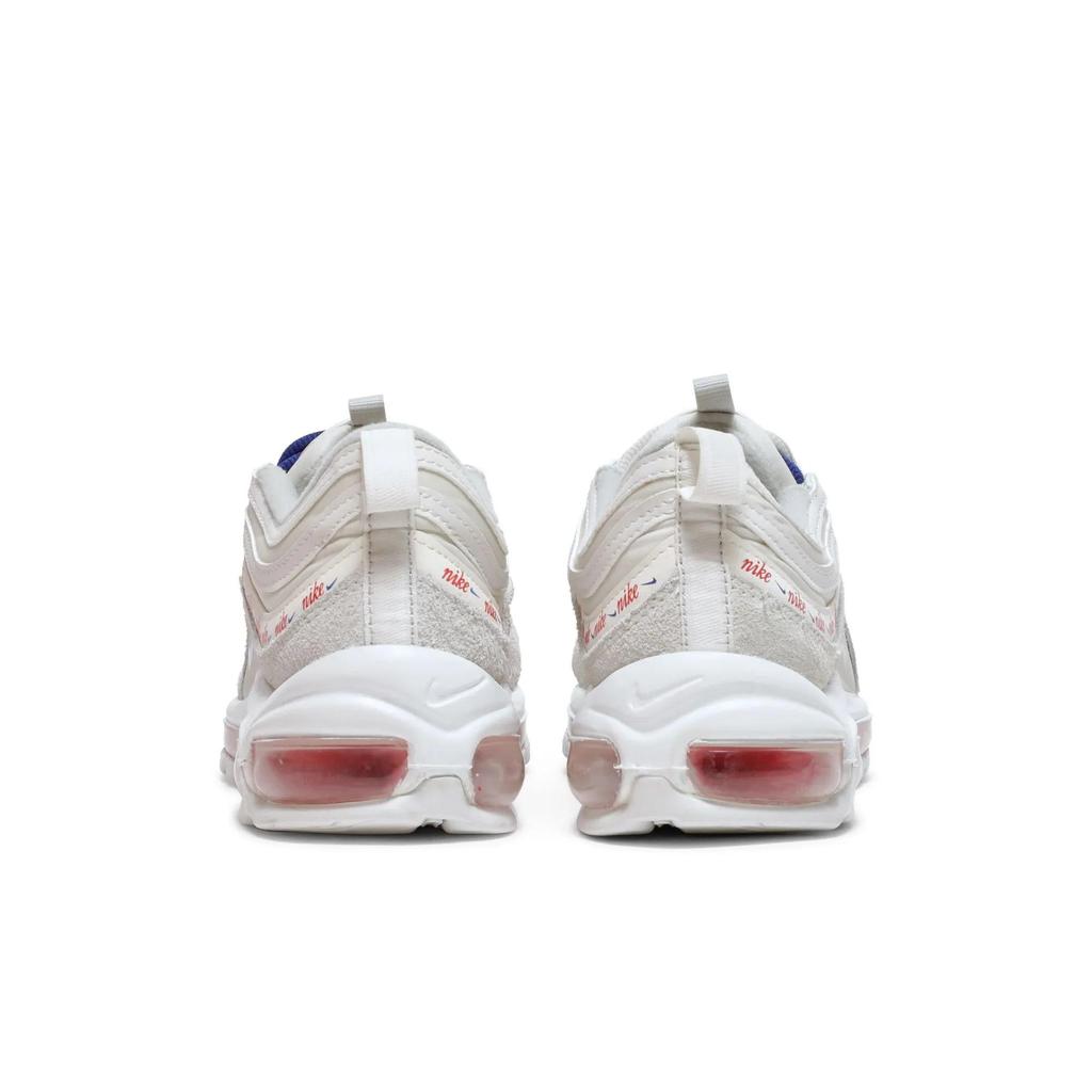 Nike Womens Air Max 97 SE 'First Use' (women's sizes) Light Bone / Deep Royal Blue / White / University Red Running Shoes DC4013 001