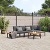 VidaXL Garden Lounge Set 4 Pcs with Cushions Black Aluminium, Garden Sofa Set, Patio Sofa Set, 3283706