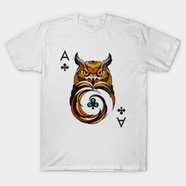 T Shirt Women Owl Ace Of Clove Poker Playing Cards Harajuku Print Kawaii Tshirt Summer Short Sleeve Female T-Shirt Top Tee
