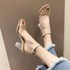 Newest Women Pumps Shoes Celebrity Wearing Simple Style PVC Clear Transparent Strappy Buckle Sandals High Heels Woman Sexy tyh6