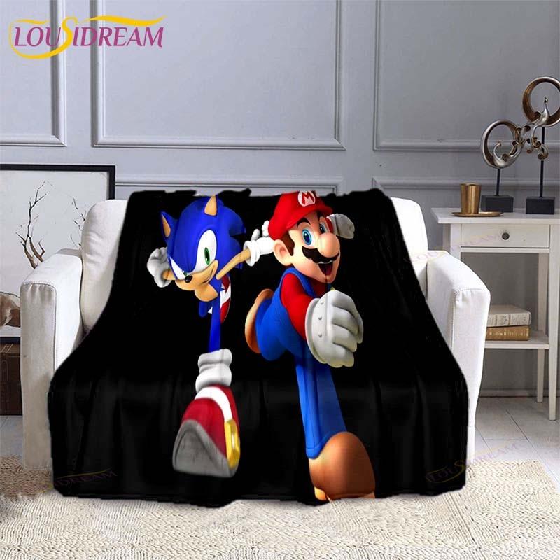 Модная плед-одеяло Mario Bros Аниме Фланелевый плед для кровати Мягкое 3D-печатное мультяшное покрывало Диван Путешествия Кемпинг Детское одеяло