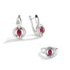 Elegant Design Ruby Clasp Ring Earring Set Natural Precious Gemstone 925 Sterling Silver Fine Jewelry for Women Love Gift